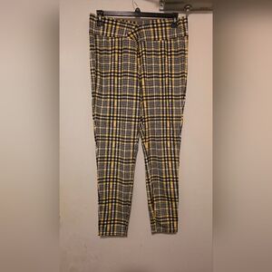 SHEIN Yellow and Black Plaid Skinny Pants